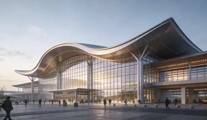 Gare préfabriquée verte