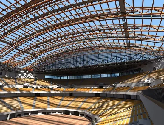 Stade à ossature spatiale en acier de grande envergure
