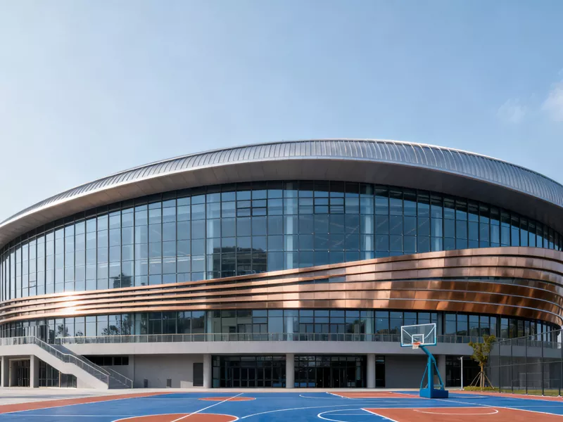 Terrain de basket-ball à structure métallique préfabriquée