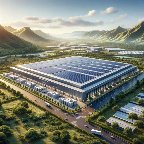 Entrepôt intégré photovoltaïque en acier