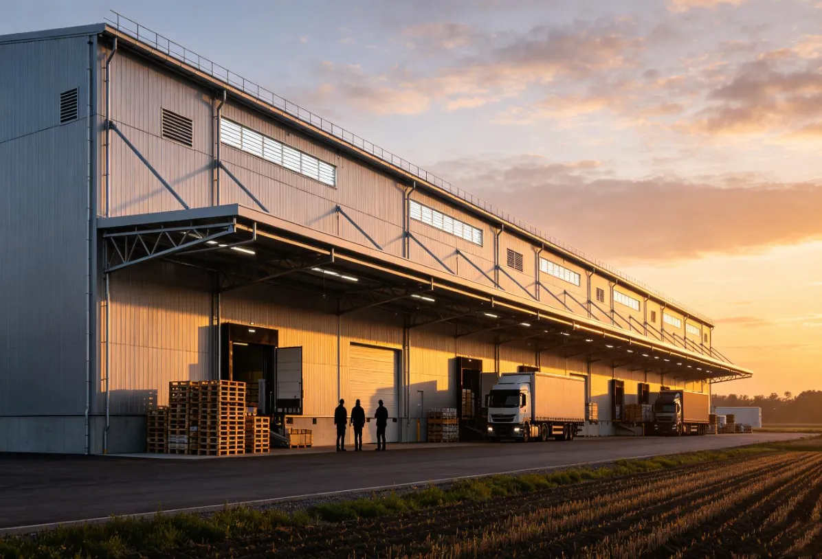 Construction d'un centre logistique de produits agricoles à structure métallique