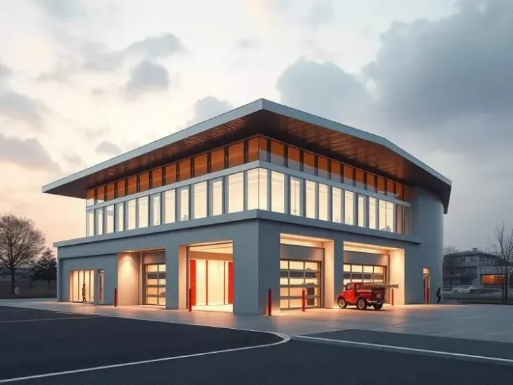 Caserne de pompiers à structure métallique