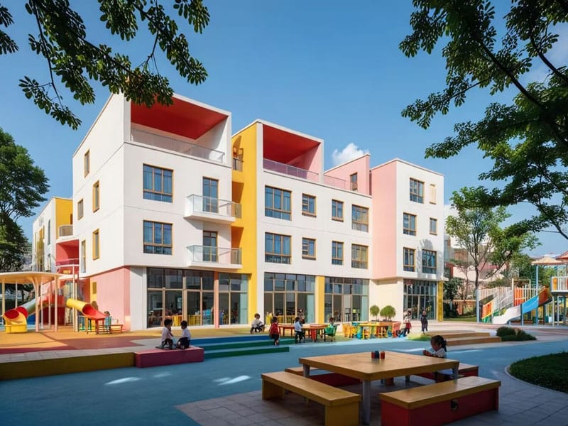 Bâtiment de maternelle à structure métallique