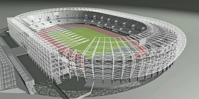 Stade à ciel ouvert à structure métallique