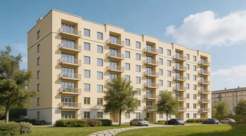 Immeuble d'appartements pour enseignants à structure métallique